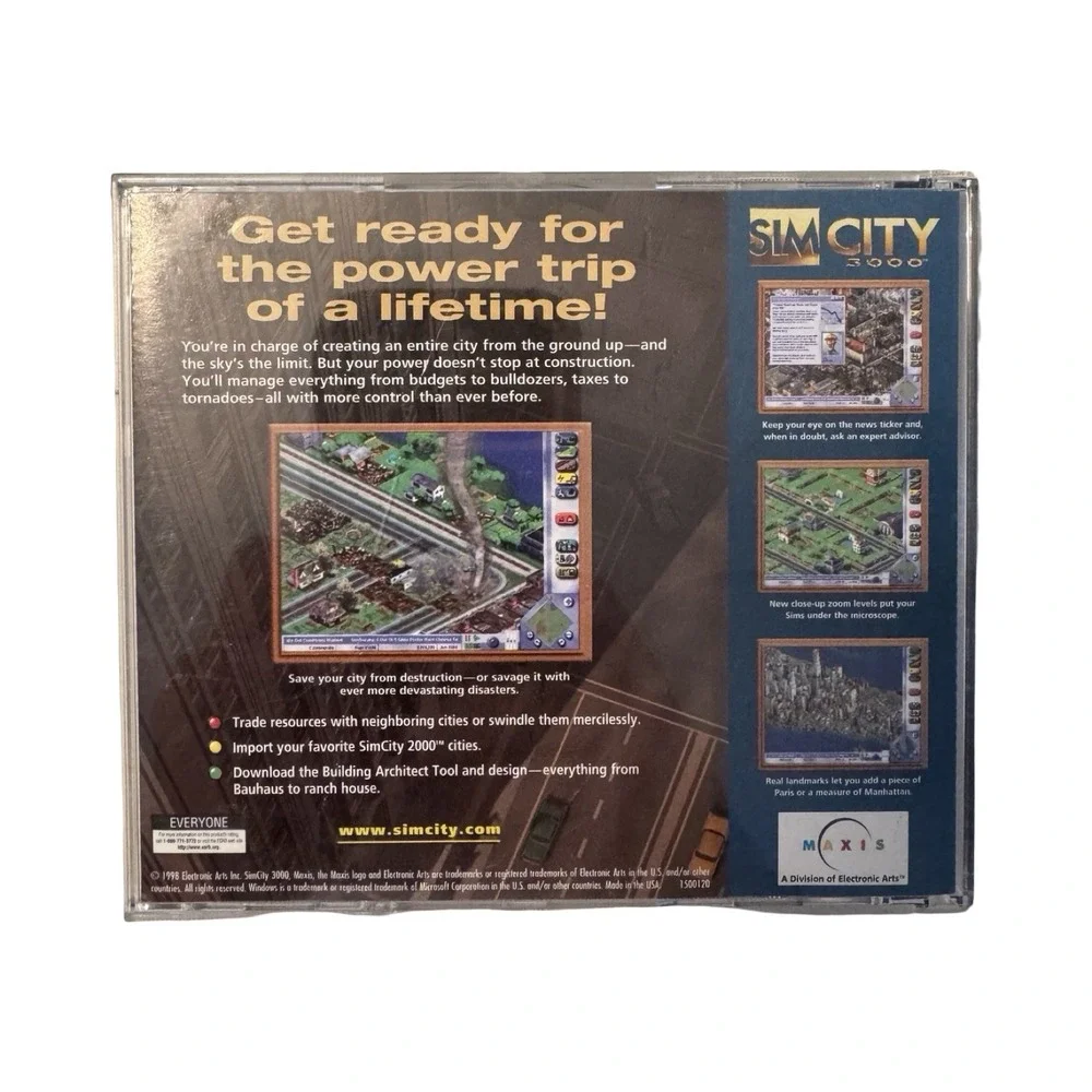 SimCity 3000 Unlimited PC Game Maxis‎ Electronic Arts Windows CD-ROM Jewel Case